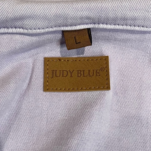 Judy Blue Lavender Denim Jacket Women’s Size Large Cropped Purple Jean JB7844 - Picture 11 of 13